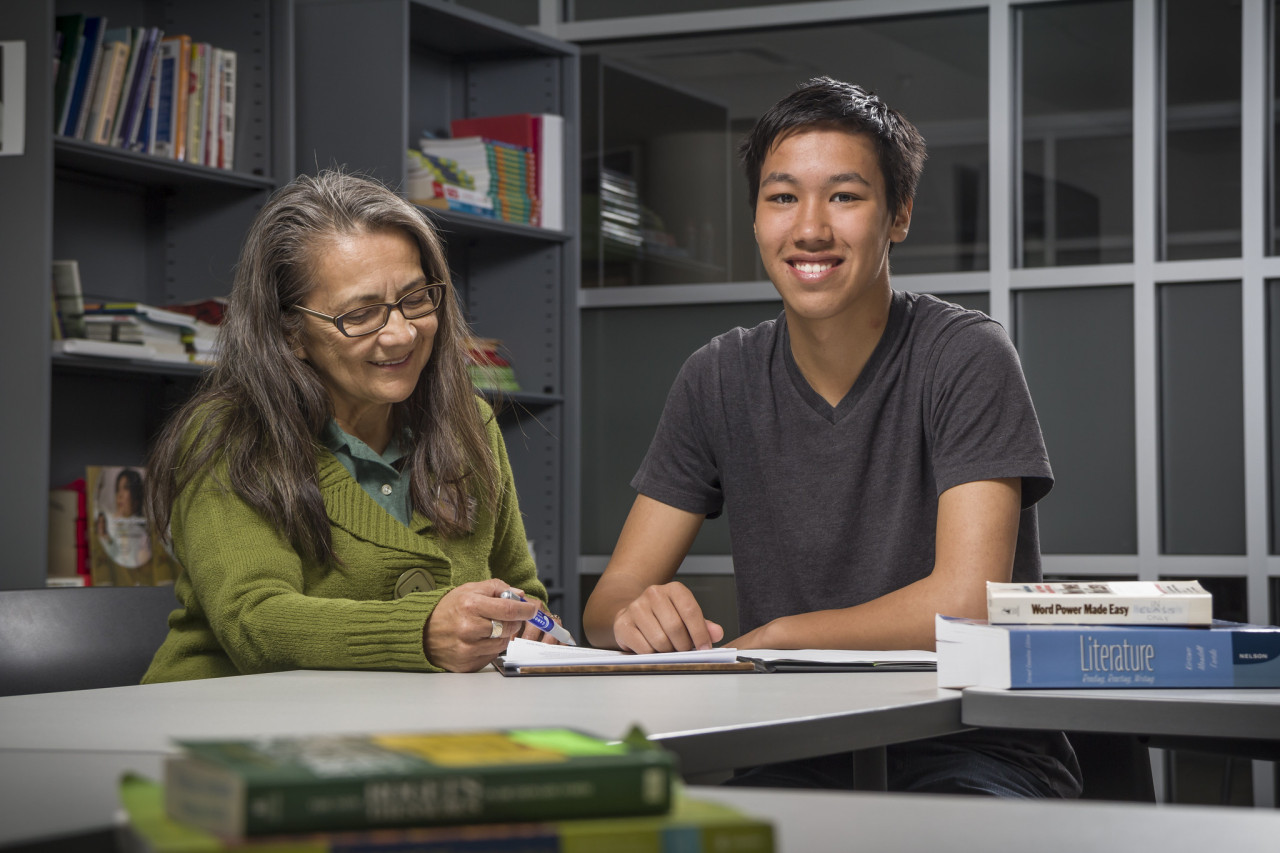 Songhees student and teacher