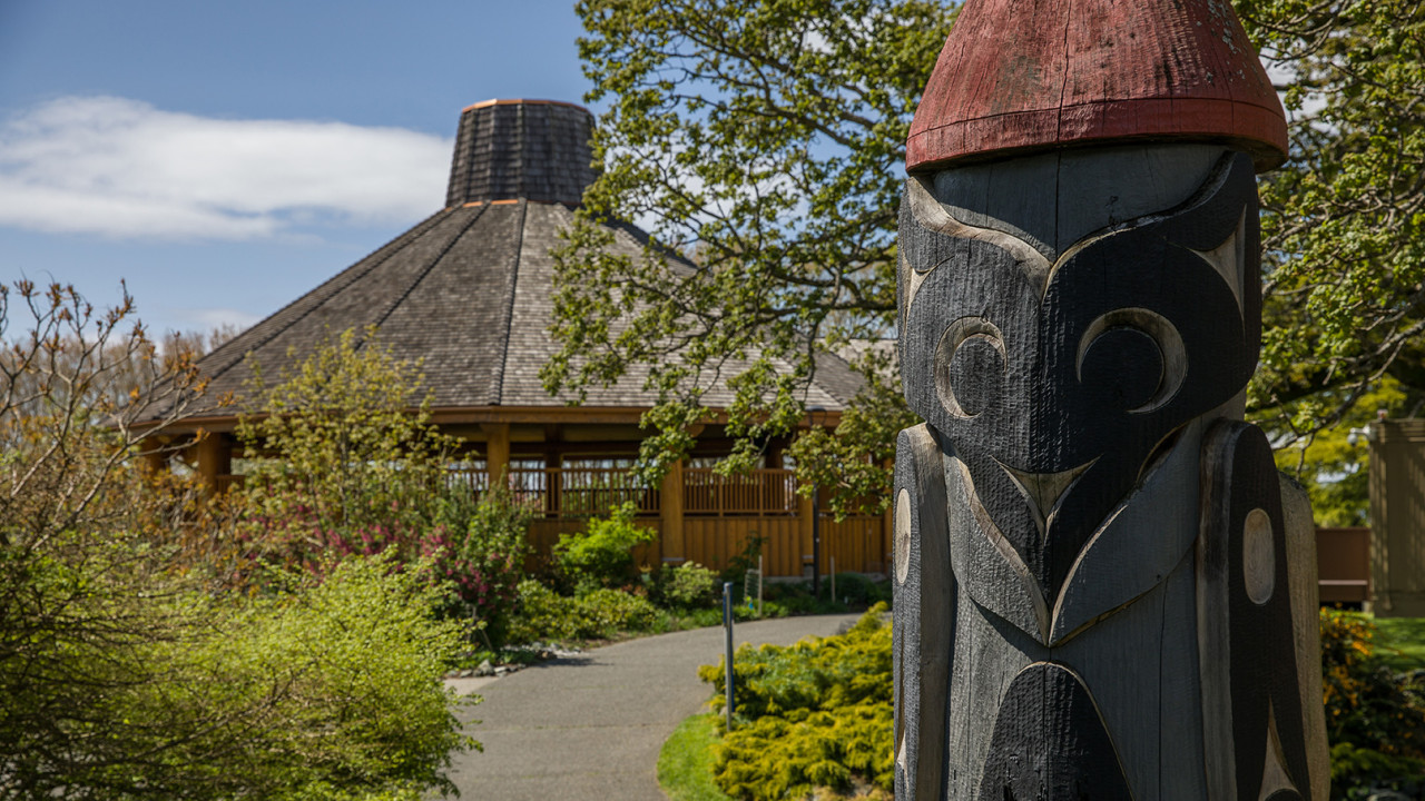 Natsamaht Indigenous place and Totem pole on campus