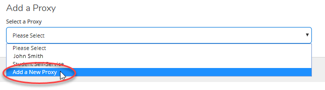 Click on 'Add a New Proxy' from the Select a Proxy dropdown menu.