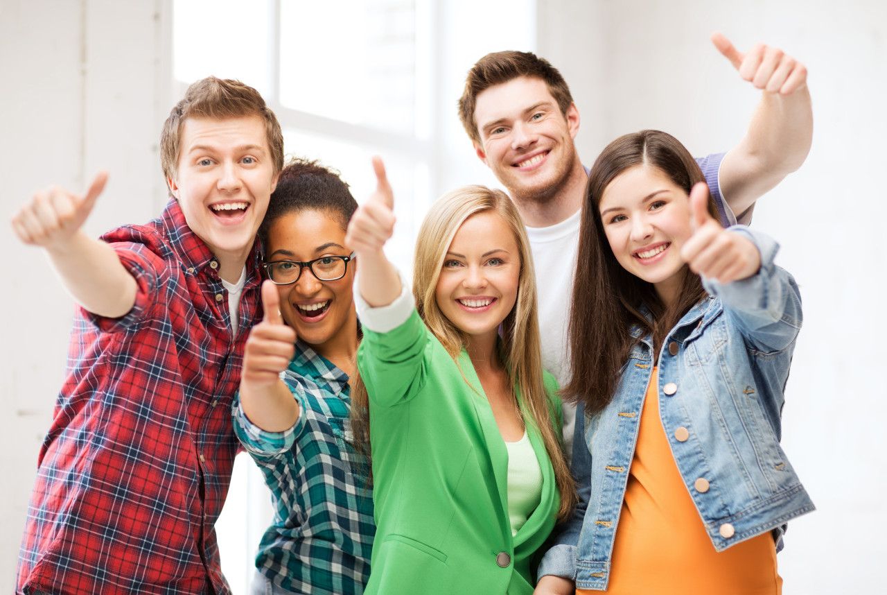 Group of happy students