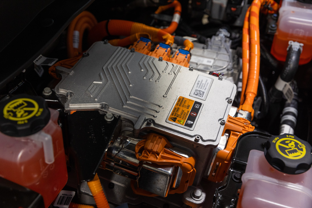 Close up of electronic vehicle training engine in a Camosun classroom.