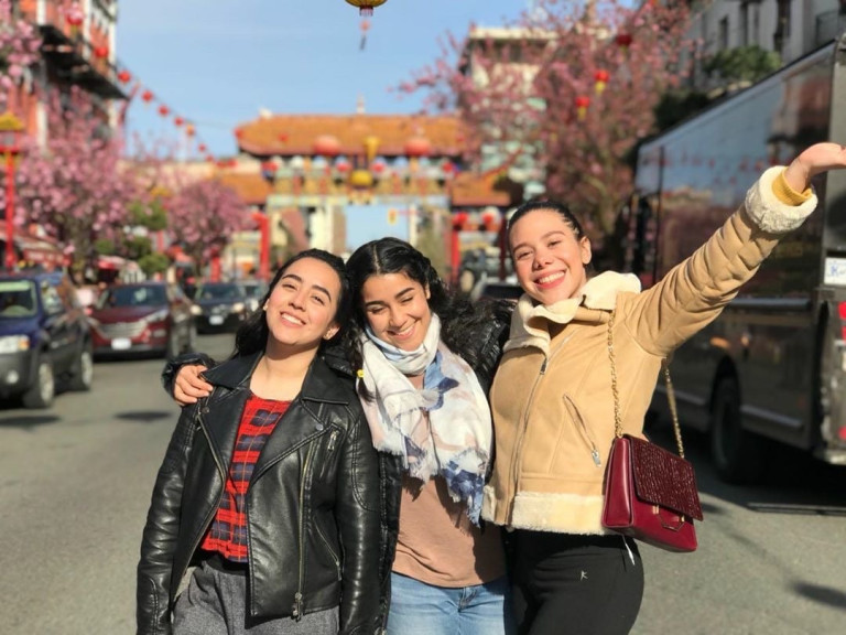 A group of friends enjoying downtown Victoria, BC, Canada.